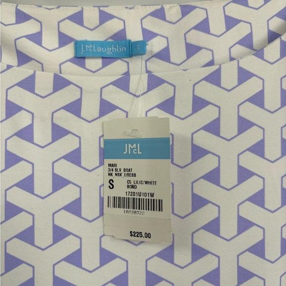 J.McLaughlin Mari boat Geometric shift 3/4 sleeve Catalina cloth Dress small NWT - Picture 2 of 14